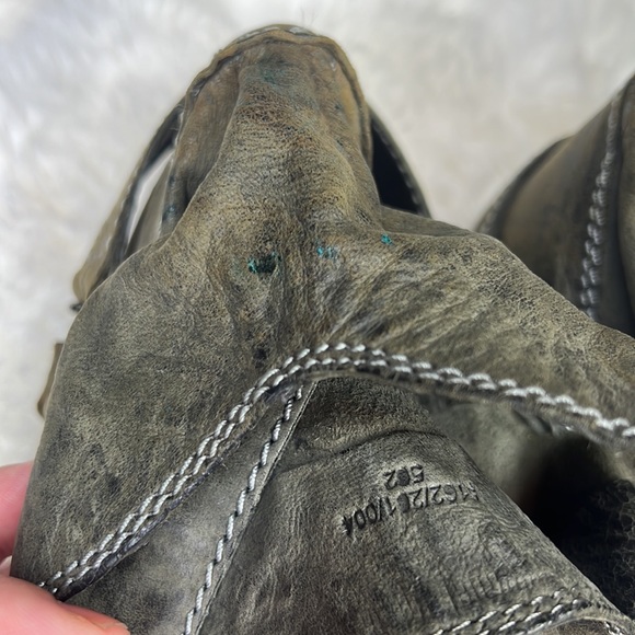 ZARA Point Toe MIDI Gray Green Cowboy Boots SZ 38 Embroidered Chain Deta… - Picture 11 of 12